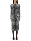 Dolce & Gabbana Leopard-print Long-sleeve Charmeuse Midi Dress