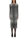 Dolce & Gabbana Leopard-print Long-sleeve Charmeuse Midi Dress In Animalier