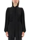 Dolce & Gabbana Silk Shirt With Lace Inlay In Black