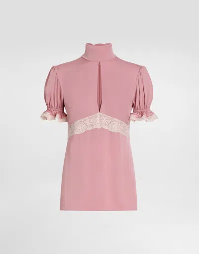 Dolce & Gabbana Charmeuse Stretch Top In Pink