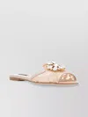 Dolce & Gabbana Charming Lace Mules Crystal Flower In Neutrals