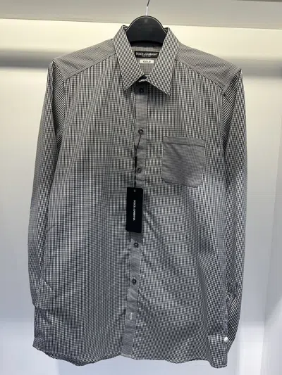 Dolce & Gabbana Check Button Shirt In Black