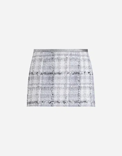 DOLCE & GABBANA CHECK LUREX RASCHEL TWEED MINISKIRT