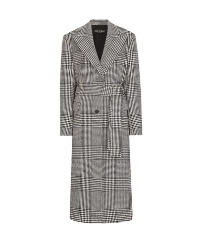 DOLCE & GABBANA CHECK-PATTERN COAT