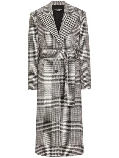 Dolce & Gabbana Check-pattern Coat In Grey