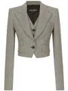 Dolce & Gabbana Check Pattern Cropped Jacket In Grey