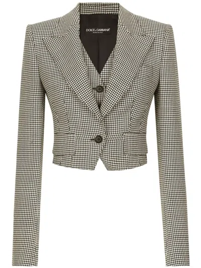 Dolce & Gabbana Check Pattern Cropped Jacket In Multicolor