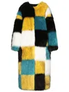Dolce & Gabbana Damier-design Long-hair Faux Fur Coat In Yellow