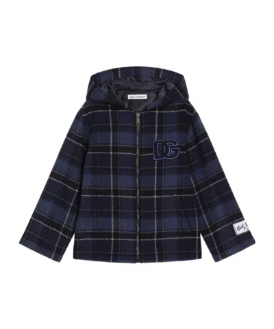 DOLCE & GABBANA CHECK-PATTERN HOODED JACKET