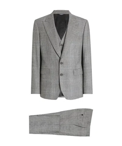 Dolce & Gabbana Check-pattern Three-piece Suit In Gray