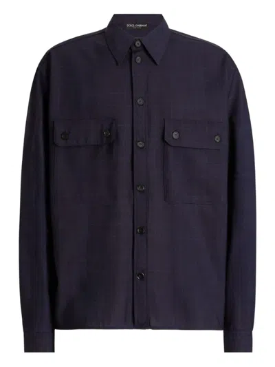 Dolce & Gabbana Check-pocket Shirt In Blue