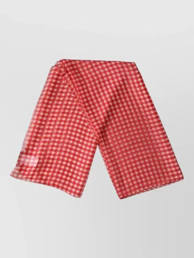 Dolce & Gabbana Check Silk Wrap Foulard Large Scarf In Red