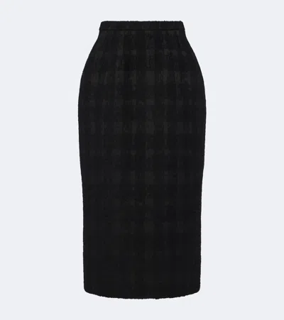Dolce & Gabbana Wool-blend Check Bouclé Skirt In Black