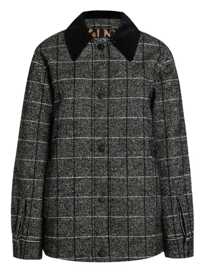 Dolce & Gabbana Checked Corduroy-collar Jacket In Black