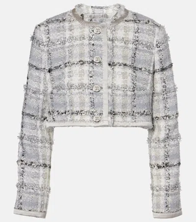 DOLCE & GABBANA CHECKED CROPPED LAMÉ TWEED JACKET