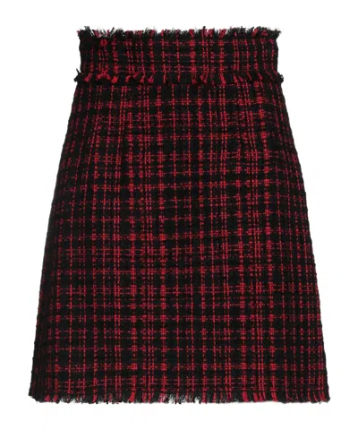 Dolce & Gabbana Checked Flared Skirt In Red
