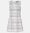 Dolce & Gabbana Checked Lamé Tweed Minidress In Grey