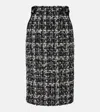 Dolce & Gabbana Wool Blend Midi Skirt With Tweed Pattern In Black