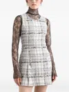 Dolce & Gabbana Checked-pattern Tweed Button-detail Mini Dress In Gray