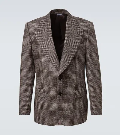 Dolce & Gabbana Checked Single-breasted Blazer In Brown