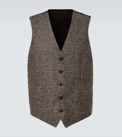 Dolce & Gabbana Checked Single-breasted Vest In Brown