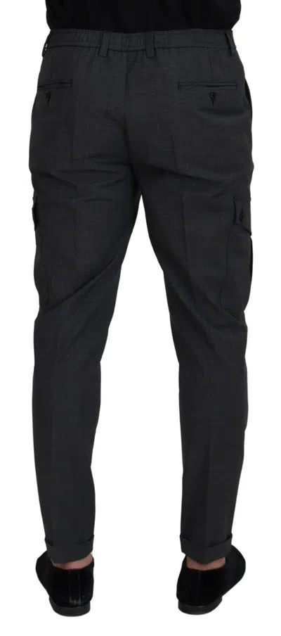 Dolce & Gabbana Checked Wool-blend Stretch Cargo Pants In Gray