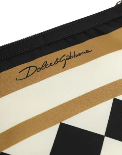 Dolce & Gabbana Checkered Logo Print Clutch In Pink