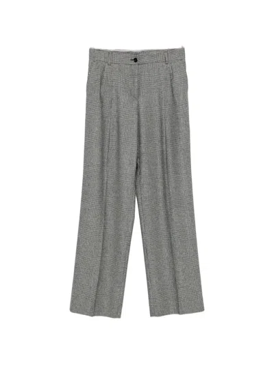 Dolce & Gabbana Check-pattern Pleated Trousers In Gray