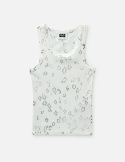 Dolce & Gabbana Cheetah Print Tank Top In White