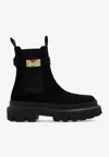 Dolce & Gabbana Chelsea Suede Ankle Boots In Black