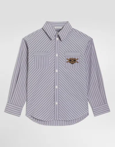 Dolce & Gabbana Kids' Striped Poplin Shirt In Multi