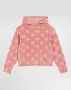 Dolce & Gabbana Chenille Hoodie With Jacquard Dg Logo In Pink