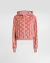Dolce & Gabbana Chenille Jacquard Hoodie With Dg Logo In Pink