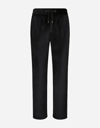 Dolce & Gabbana Chenille Jogging Pants In Black