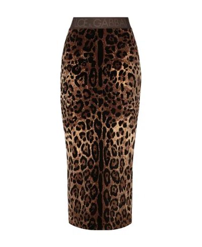 DOLCE & GABBANA DOLCE  GABBANA CHENILLE HIGH WAIST MIDI SKIRT