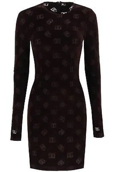 Pre-owned Dolce & Gabbana Chenille Mini Dress In Brown