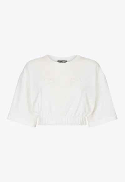 DOLCE & GABBANA CHENILLE TOP WITH TONAL-LOGO