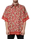 Dolce & Gabbana Beige Cherry Button Down Men Casual Shirt In Red