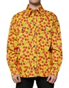 Dolce & Gabbana Yellow Cherry Button Down Men Casual Shirt In Yellow