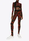Dolce & Gabbana Cherry Print High-waist Leggings In Multicolor