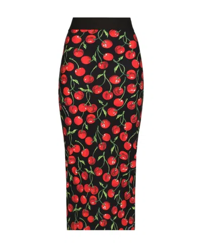 Dolce & Gabbana Dolce  Gabbana Cherry-printed High-waist Midi Pencil Skirt In Multi