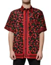 Dolce & Gabbana Black Cherry Silk Button Down Casual Shirt In Red
