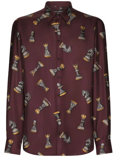 Dolce & Gabbana Printed Silk Martini-fit Shirt