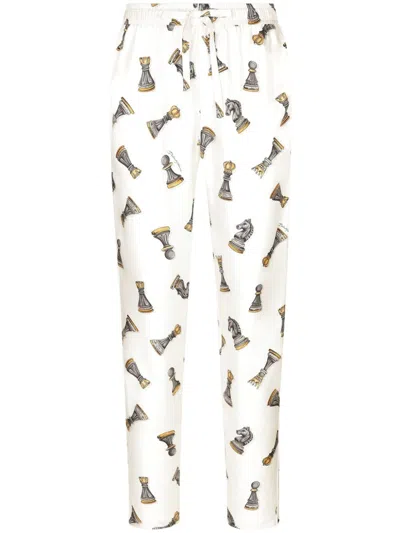 DOLCE & GABBANA CHESS-PRINT LOUNGE TROUSERS