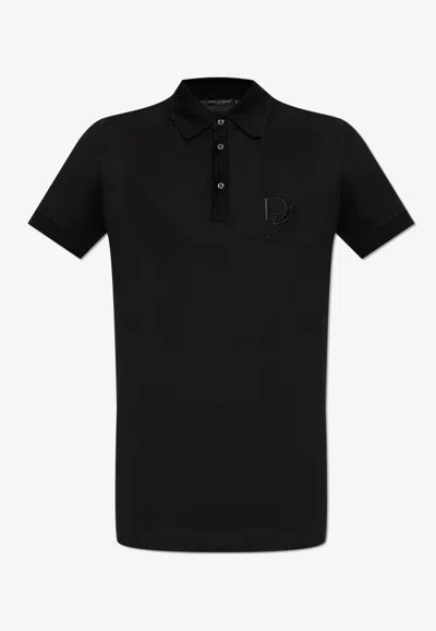 DOLCE & GABBANA CHEST EMBROIDERED-LOGO POLO T-SHIRT