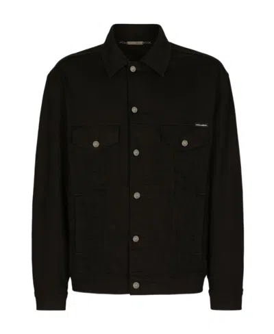 Dolce & Gabbana Black Wash Stretch Denim Jacket In Multicolor