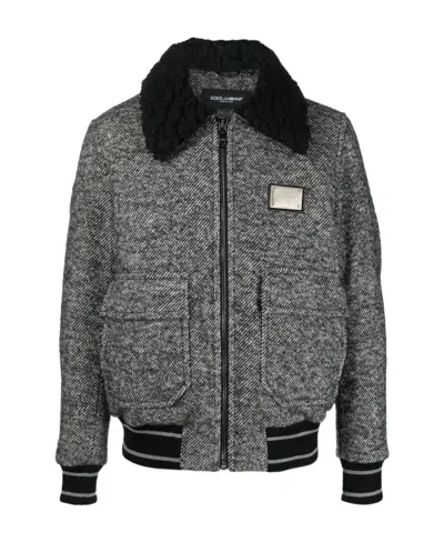 DOLCE & GABBANA CHEST LOGO-PLAQUE DETAIL JACKET