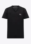 Dolce & Gabbana Black T-shirt With Logo Tag Detail On The Front In Cotton Man In Black