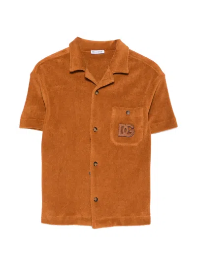 Dolce & Gabbana Kids' Chest-pocket Shirt In Brown