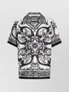 Dolce & Gabbana Maiolica Black And White Bowling Shirt With Cuban Collar And All-over Print In Silk Man In Black